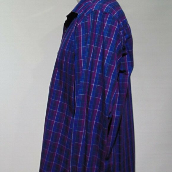 Kenneth Cole Reaction Purple Plaid Button Shirt - Picture 4 of 9